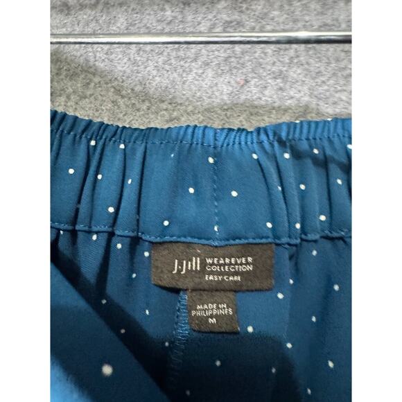 J Jill Pants Women Medium Blue Polka Dot Wearever Collection Easy Care Relax Fit - Picture 2 of 8
